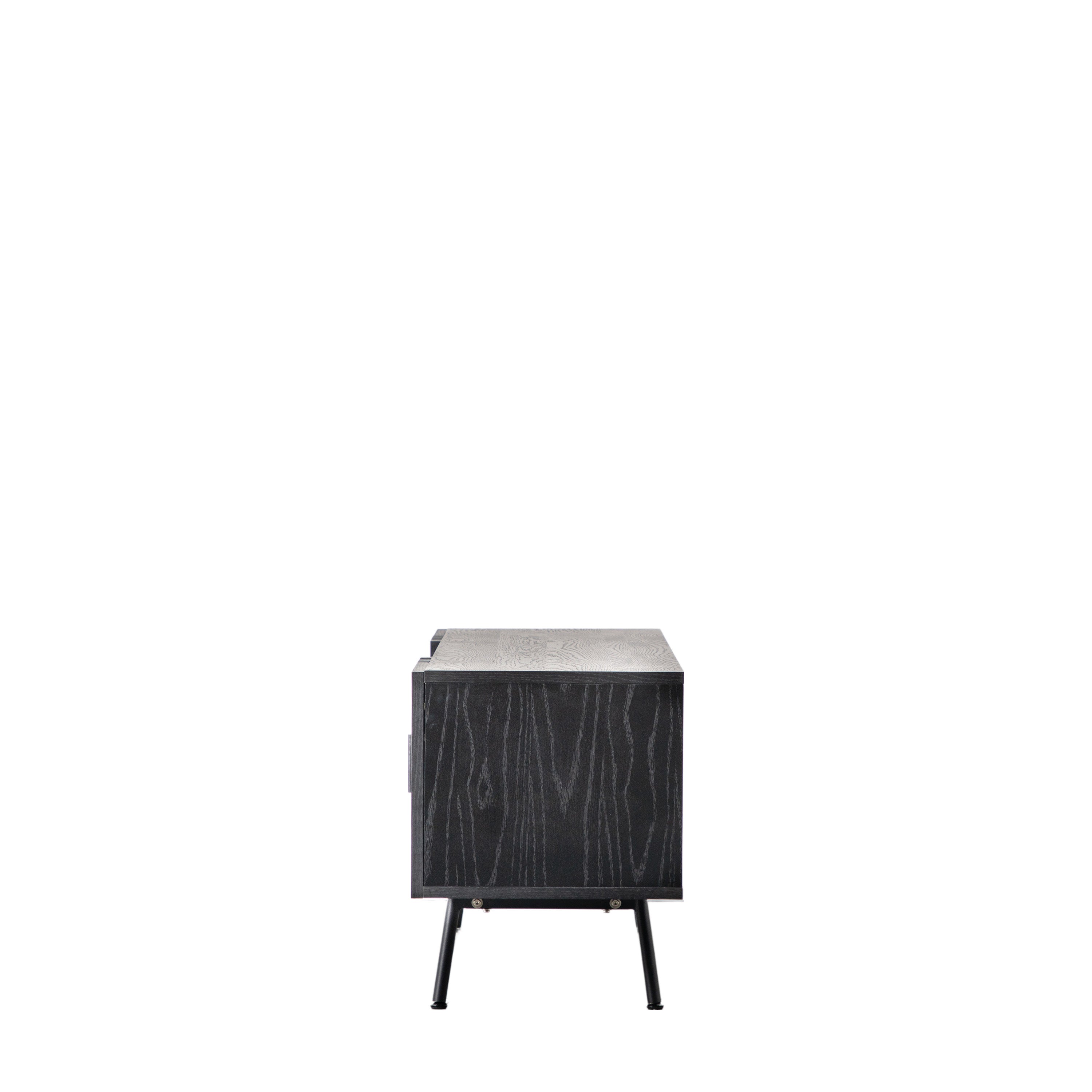 Parque Slatted Design Black Oak Wood TV Unit